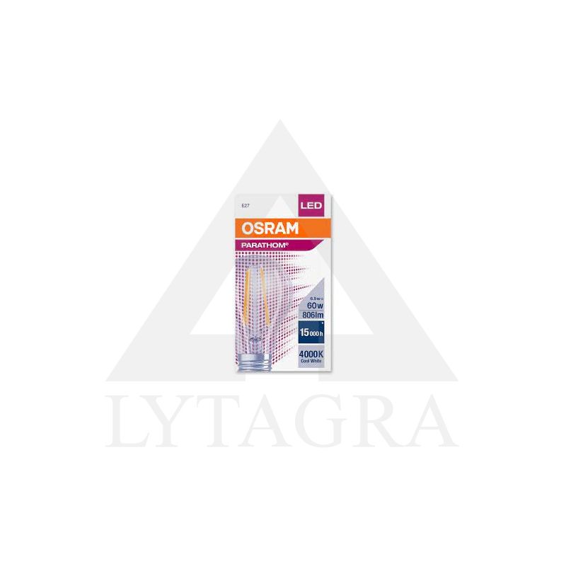 Lemputė LED klasikinė, filamentinė, A60, E27, 6,5W/840, 806lm, OSRAM