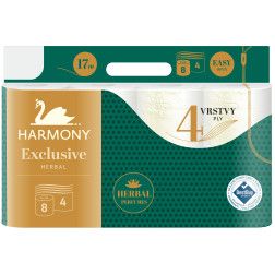 TUALETINIS POPIERIUS HARMONY EXCLUSIVE HERBAL PARFUMES 8 , 4 SLUOKSNIŲ
