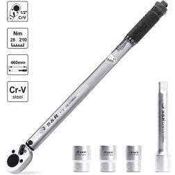 Dinamometrinis raktas S&R 465012210, 1/2" 28-210Nm