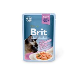 Brit Premium konservai sterilizuotoms katėms  su lašišos file 85 g