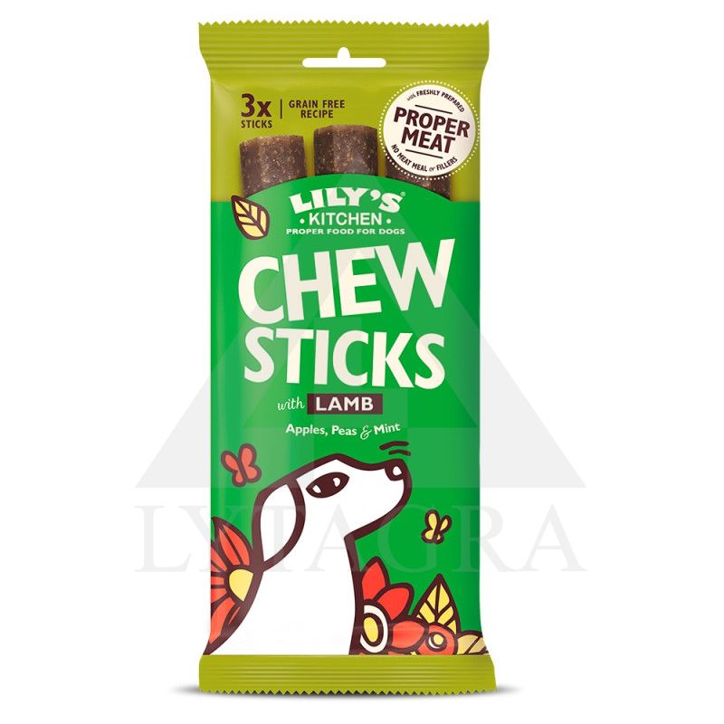 Skanėstai šunims Lily’s Kitchen kramtomosios lazdelės su ėriena, obuoliais ir mėtomis ANDTCL12