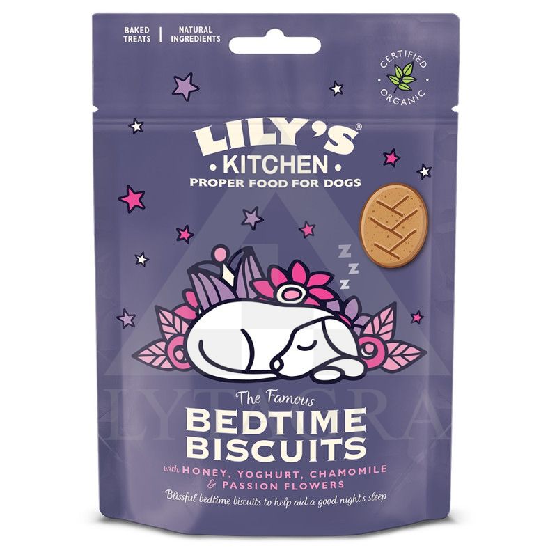 Skanėstai šunims Lily’s Kitchen sausainukai su jogurtu,medumi, ramunėlėmis ir pasifloro gėlėmis ANDTBE80