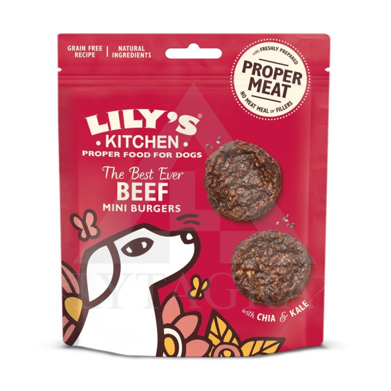 Skanėstai šunims Lily’s Kitchen burgeriai su jautienos mėsa ir lapiniais kopūstais ANIDTSBB70