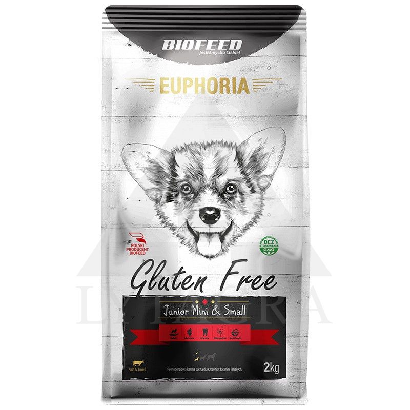 Ėdalas mini ir mažų veislių šuniukams Euphoria gluten free su jautiena 2 kg EGF-0806