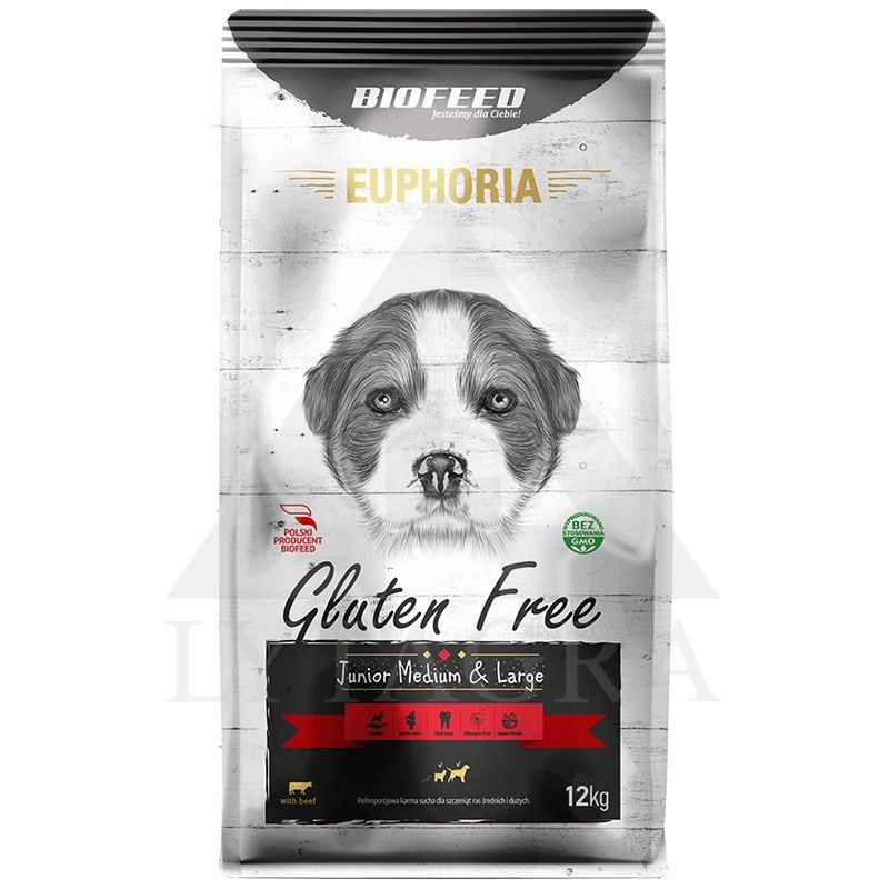 Ėdalas vidutinių ir didelių veislių šuniukams su jautiena Euphoria 2 kg EGF-0810