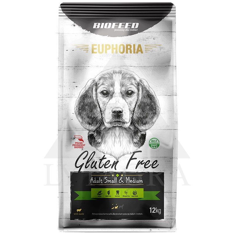Ėdalas suaugusiems mažų ir vidutinių veislių šunims Euphoria su ėriena 12 kg EGF-0821