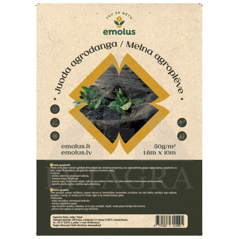 Agrodanga fasuota juoda 1,6x10m 50g/m2