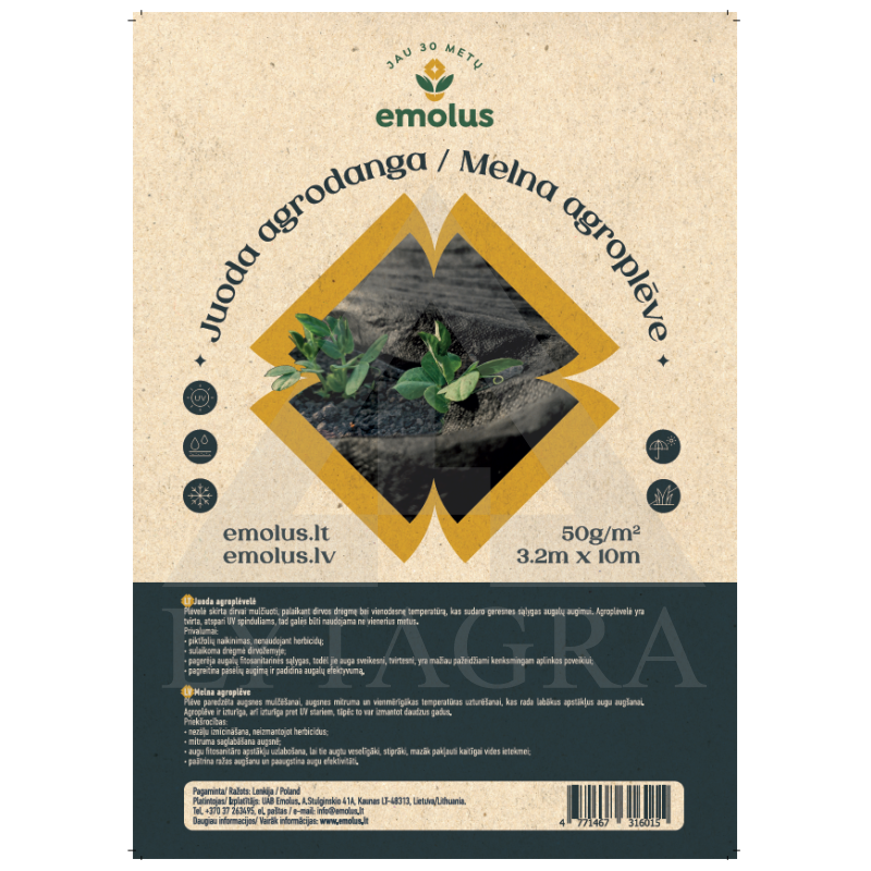 Agrodanga fasuota juoda 3,2x10m 50g/m2