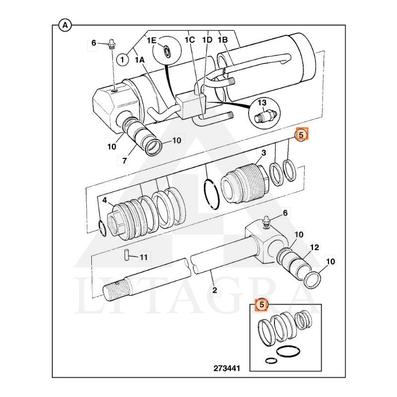 991/00121P VARTYMO CILINDRO REM. KOMPL.