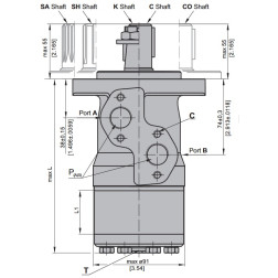Hidraulinis variklis BMP200 25mm 300aps/min 11.4kw 200cm3