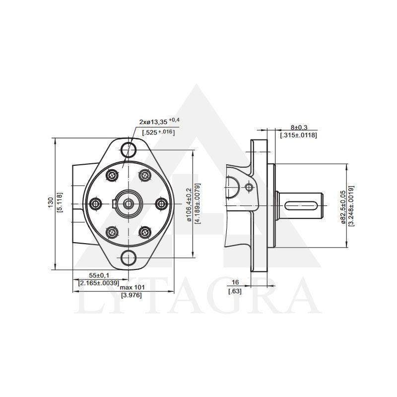 Hidraulinis variklis BMP200 25mm 300aps/min 11.4kw 200cm3