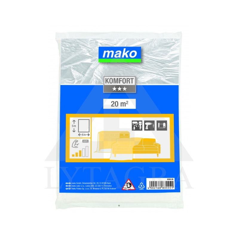 Uždanga HDPE KOMFORT 835505, 4 m x 12.5 m, 0.012 mm