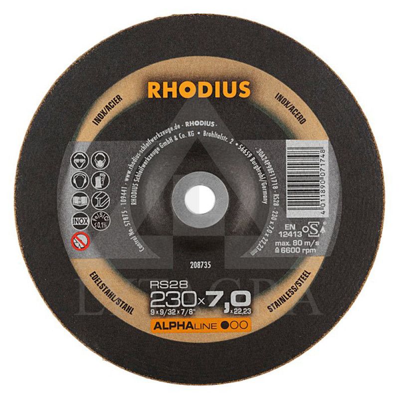 Met. šlif. diskas „RHODIUS" 230x7x22,2 mm