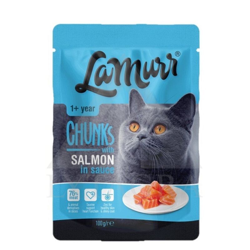 100 g Konservai katėms LAMURR su lašiša padaže