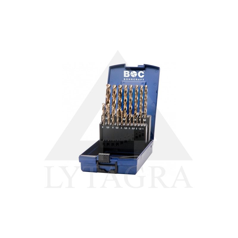 Spiralinių grąžtų rinkinys metalui DIN 338 HSS-G (Co5) BOHRCRAFT (19 vnt.)