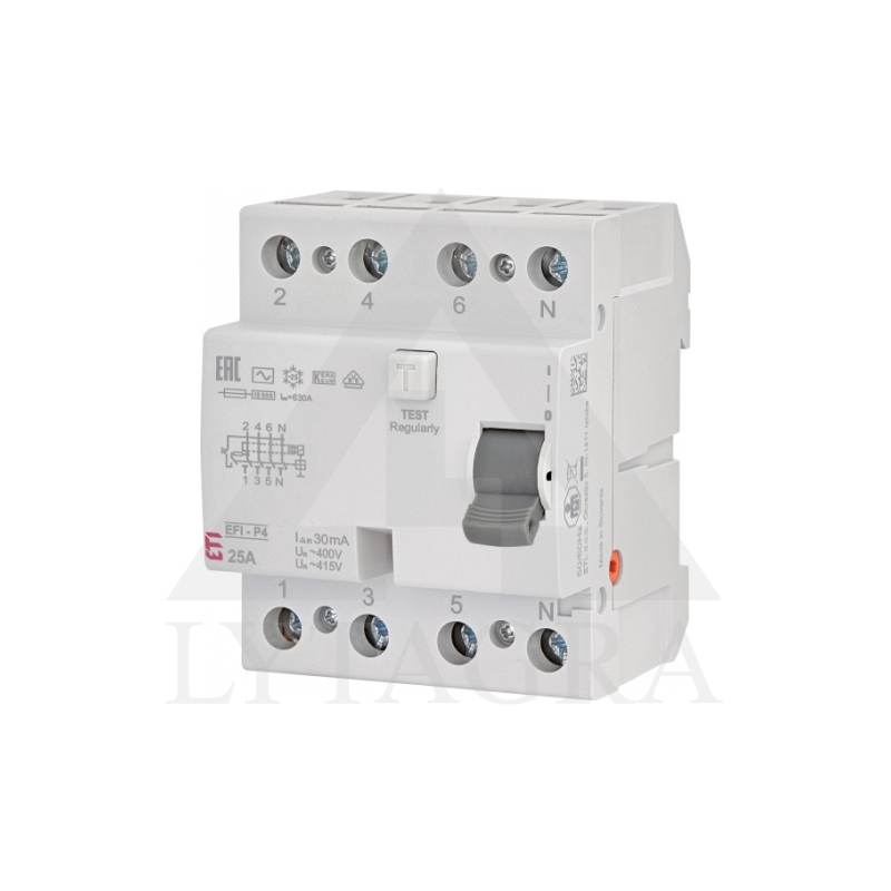 Srovės nuotėkio relė EFI-P4 25/0.03 AC
