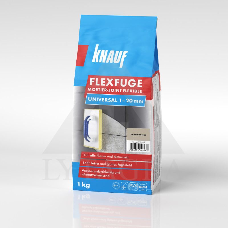 KNAUF FLEXFUGE UVIVERSAL BAHAMABEIGE 1KG  Elastinis plytelių siūlių užpildas(nuo 1-20 mm)
