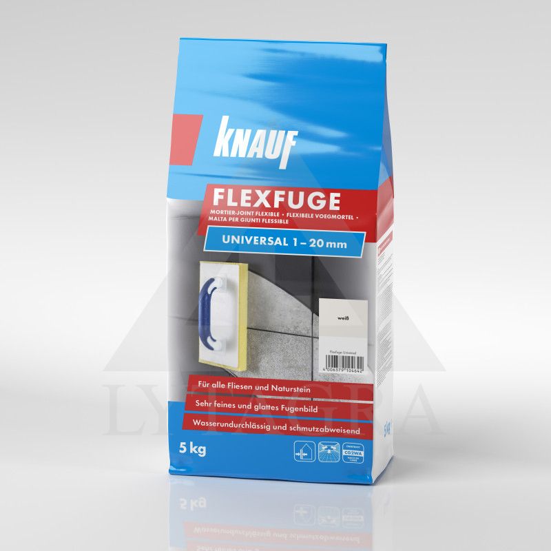 KNAUF FLEXFUGE UNIVERSAL WEISS 5KG Elastinis plytelių siūlių užpildas(nuo 1-20 mm)