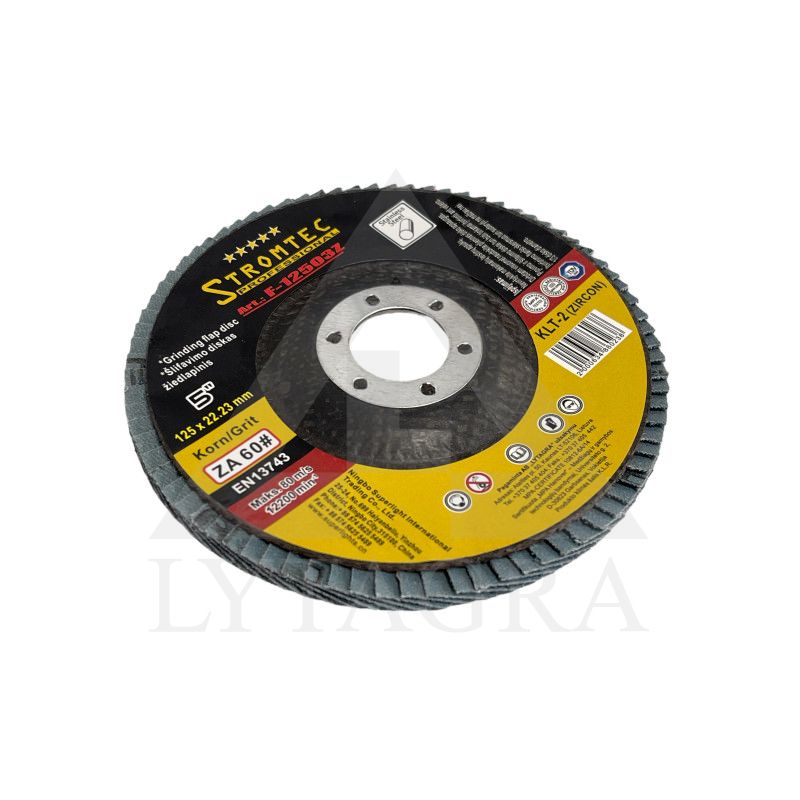 Žiedlapinis šlifavimo diskas Stromtec F12503Z 125x22.23 mm ZA60 KLT-2