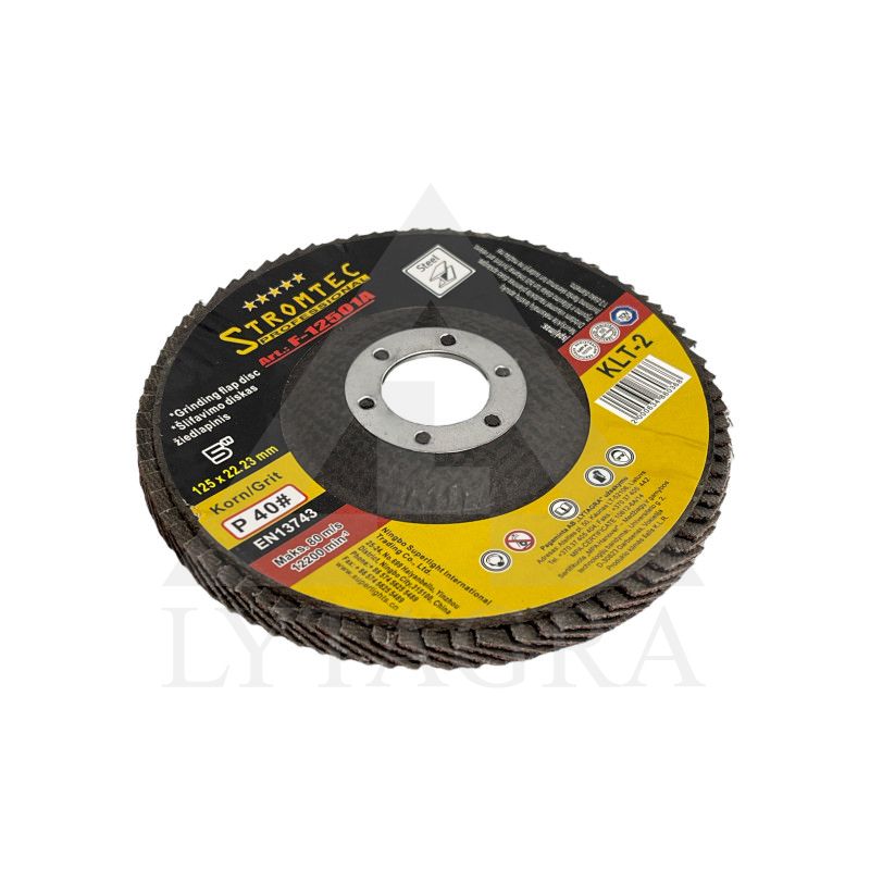 Žiedlapinis šlifavimo diskas Stromtec F12501A 125x22.23 mm P40 KLT-2