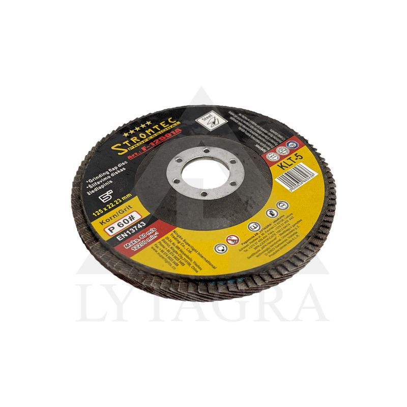 Žiedlapinis šlifavimo diskas Stromtec F12501A 125x22.23 mm P60 KLT-5