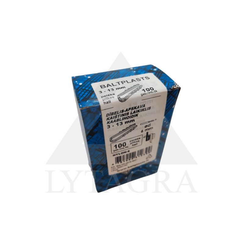 KAIŠTIS-APKABA 3-13MM PILKAS/100VNT 3-13MM/100