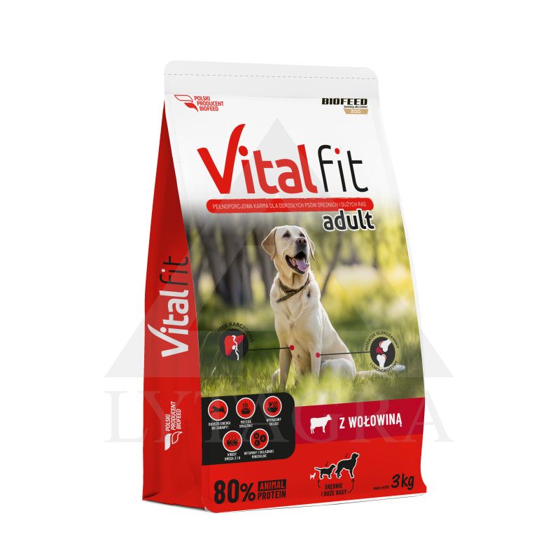 Ėdalas suaugusiems šunims VITALFIT su jautiena 3 kg