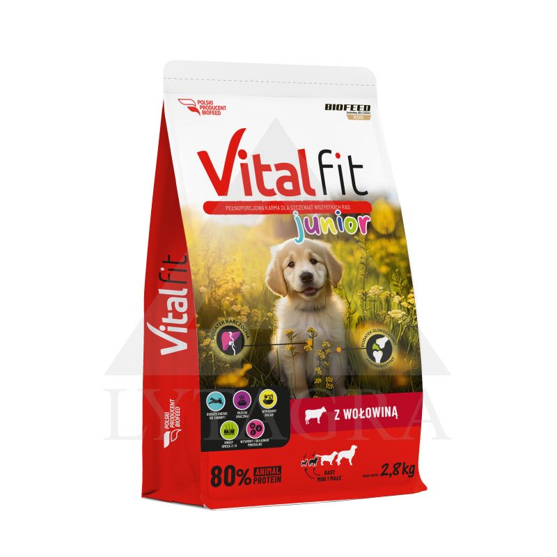 Ėdalas jauniems šunims su jautiena VITALFIT 2,8 kg
