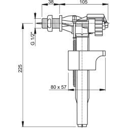 Klozeto bakelio mechanizmas šoniniu  pripylimu Alcaplast 1/2" A15