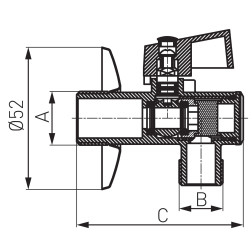 Ventilis rutulinis kampinis su filtru FERRO 1/2"x3/8