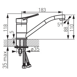 Maišytuvas plautuvės FERRO DECO BDC2A, snapas 15cm