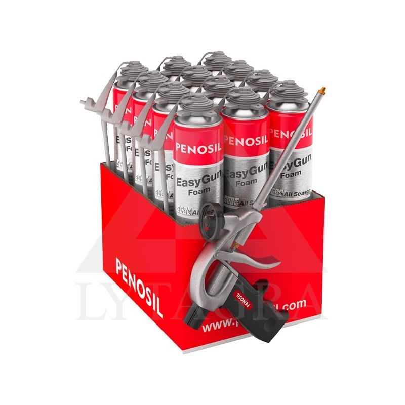 Komplektas: sandarinimo putos PENOSIL EasyGun All Season 750 ml, 12 vnt. +  putų pistoletas C1