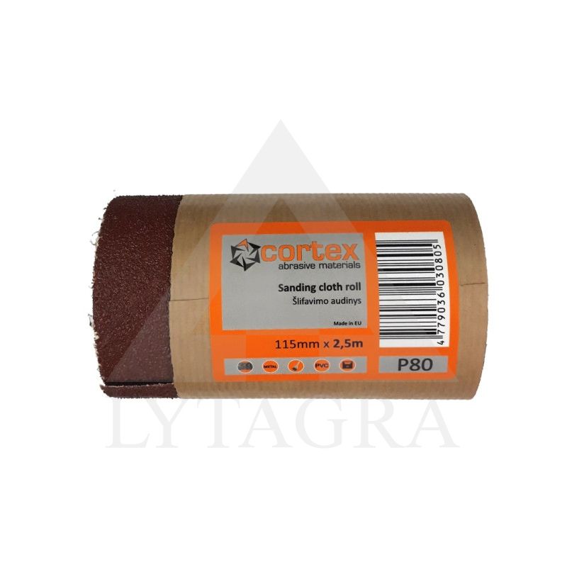 22694 LAPELIAI ŠLIFAVIMUI CORTEX P80 115X2500 MM