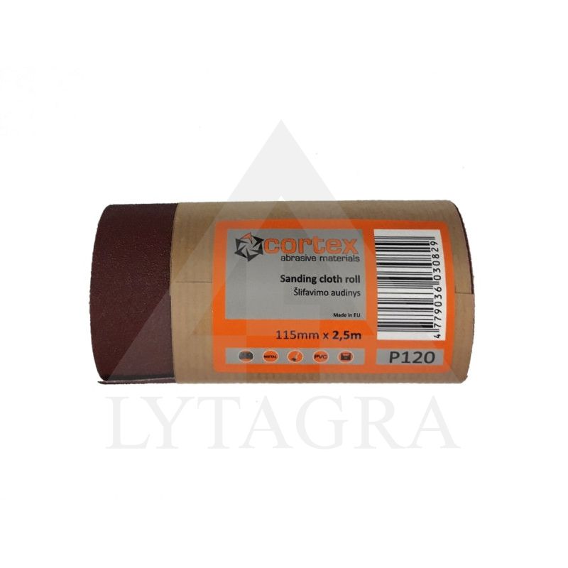 22696 LAPELIAI ŠLIFAVIMUI CORTEX P120 115X2500MM
