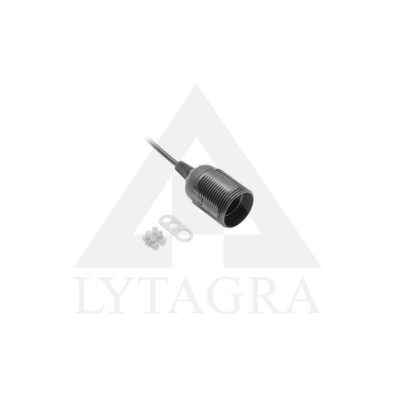 PLASTMASINIS LIZDAS E27 SU LAIDU JUODAS PE21028