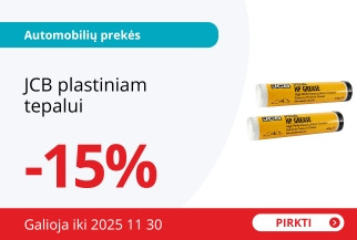 JCB plastiniam tepalui -15%